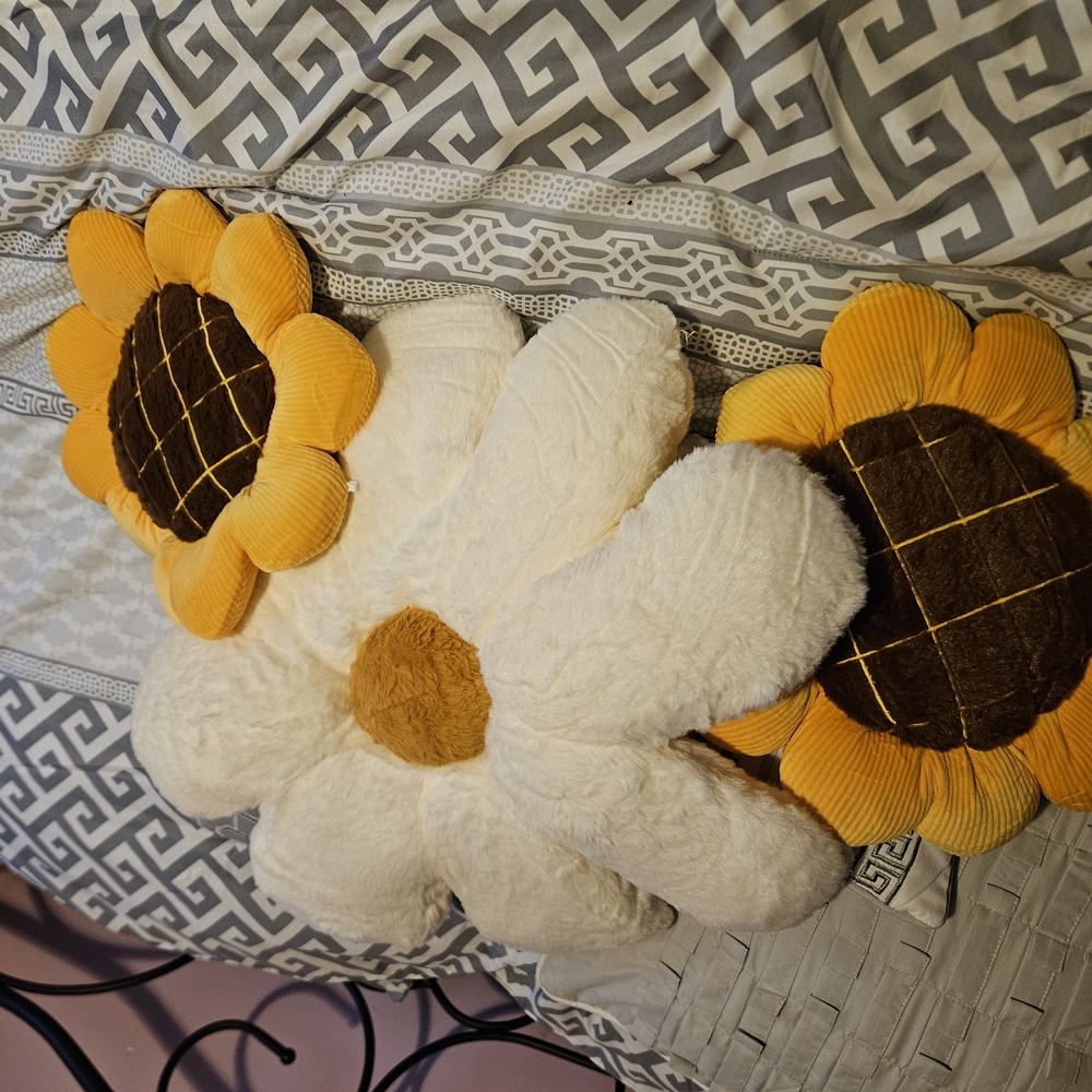 Floral Plush Pillow Trio in Cream and Yellow